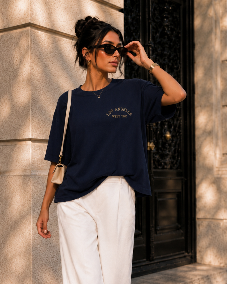 T-shirt Los Angeles in donkerblauw, extra aanzicht 2