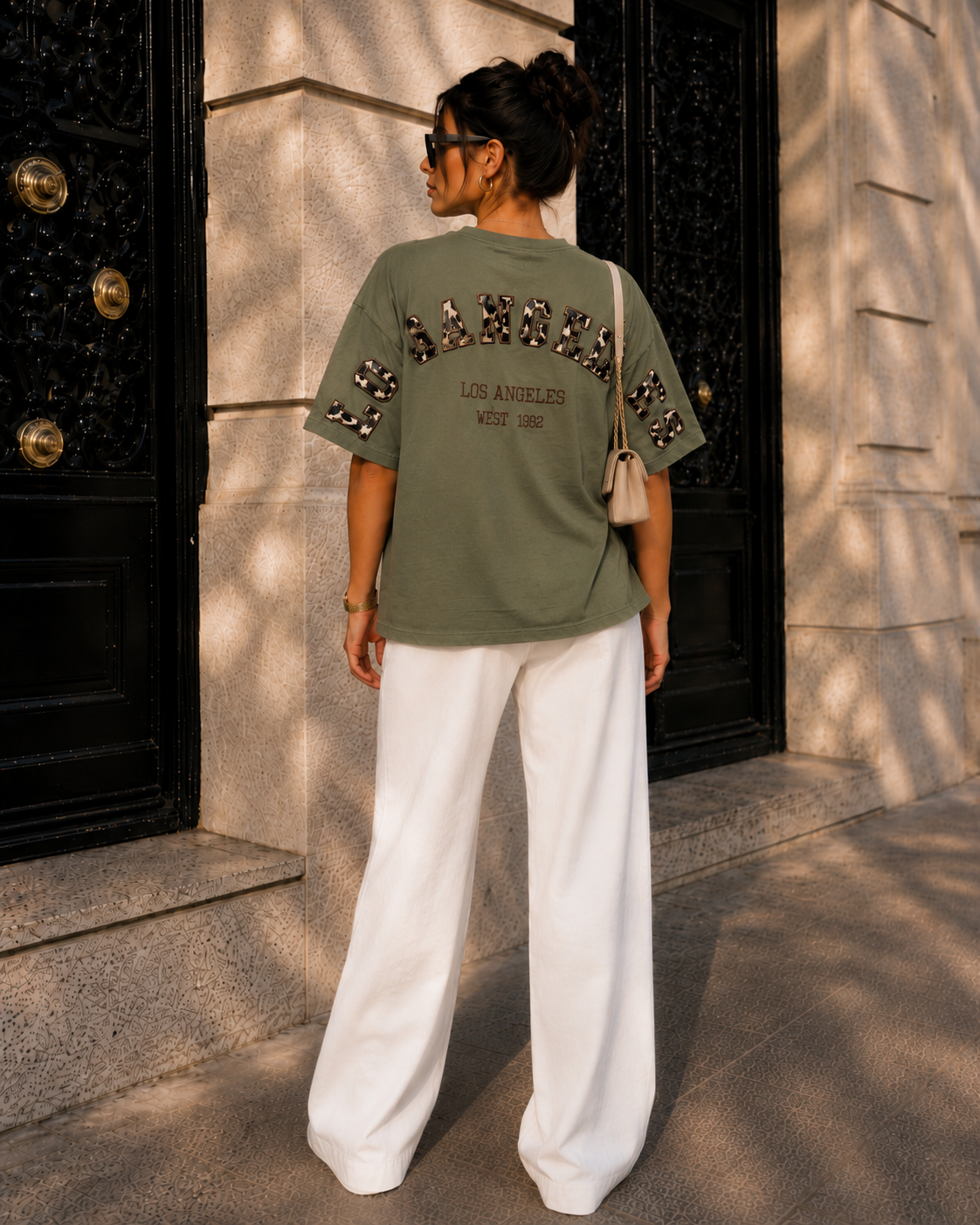 T-shirt Los Angeles in donkergroen