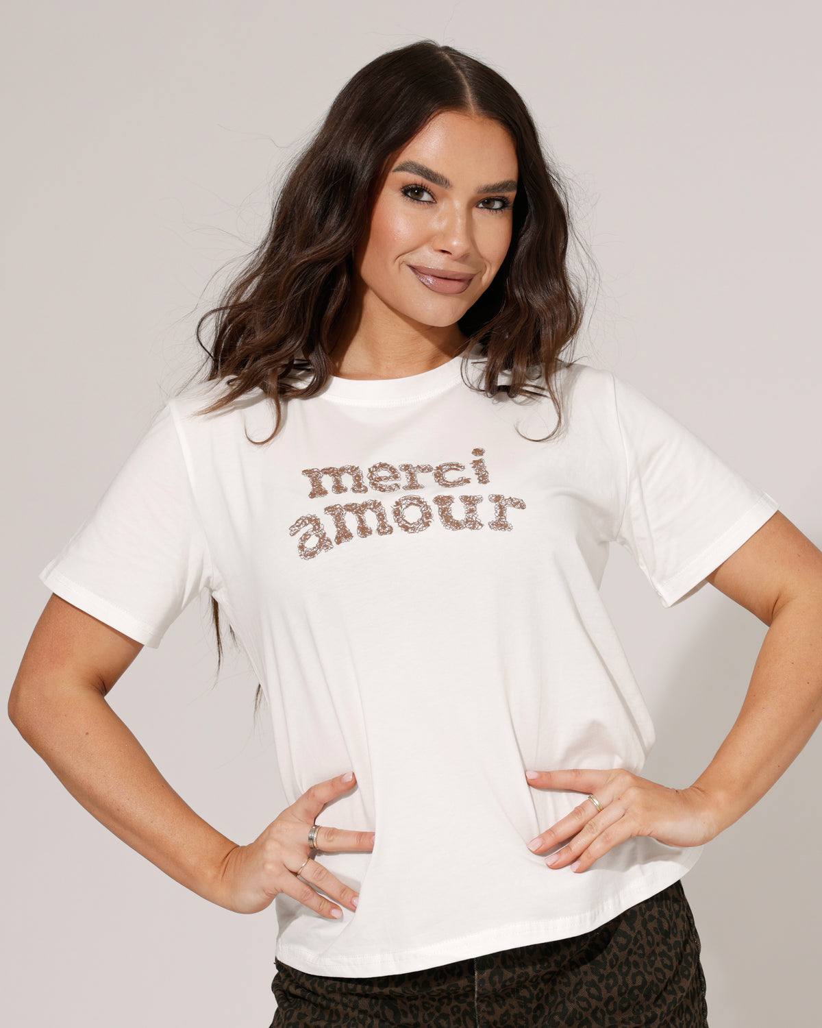 T-shirt Merci in wit