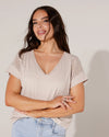 Top met gehaakte mouwdetail Kiki Taupe