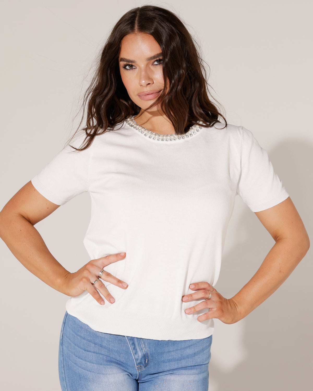 Top met ketting Evey in wit