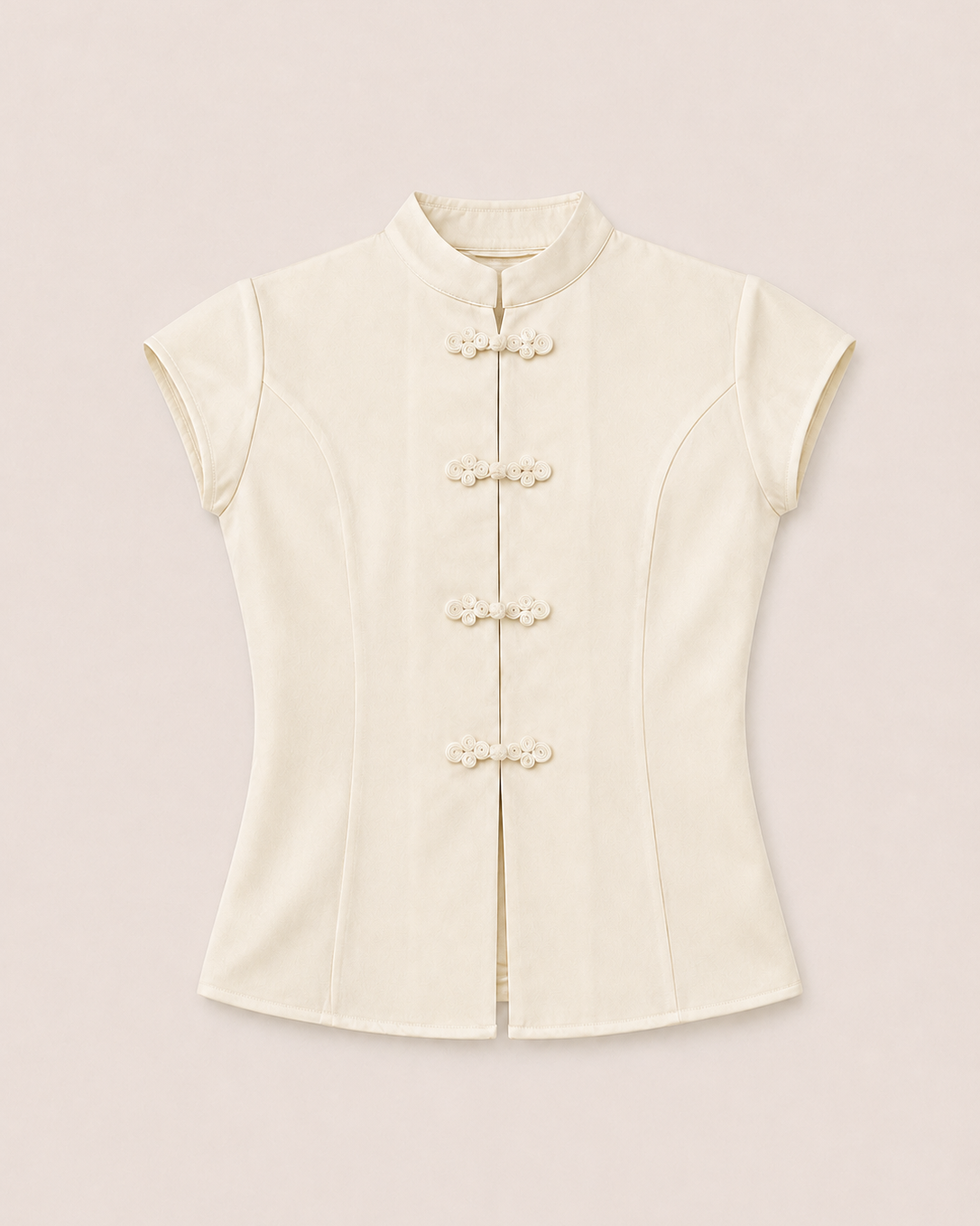 Top met knoopsluiting Ine in beige