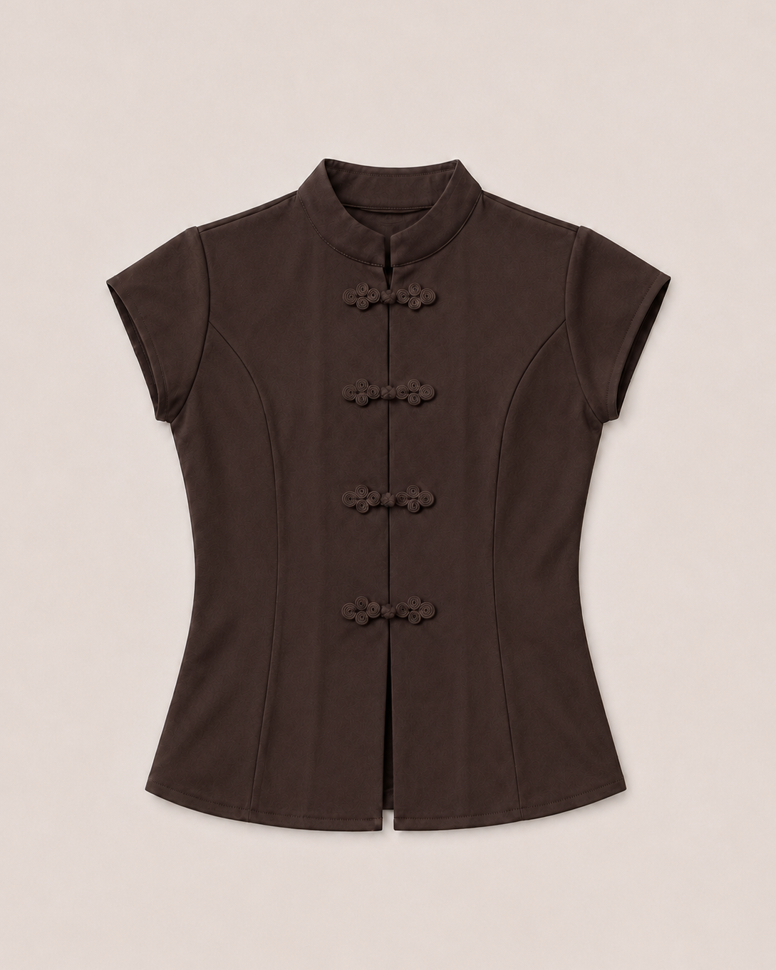 Top met knoopsluiting Ine in donkerbruin