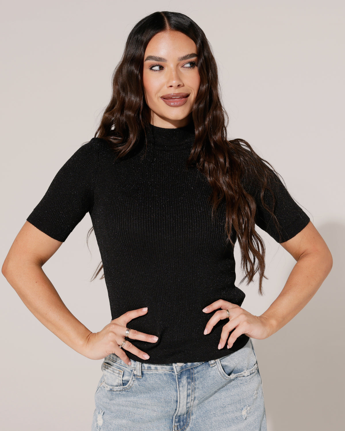 Turtleneck korte mouwen Fenn in zwart