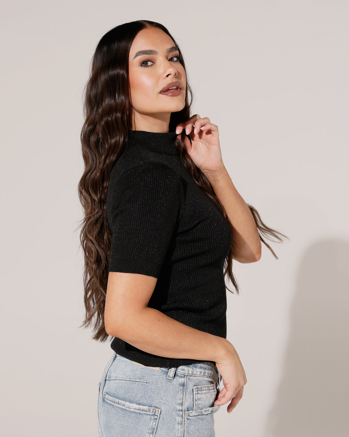 Turtleneck korte mouwen Fenn in zwart, extra aanzicht 2