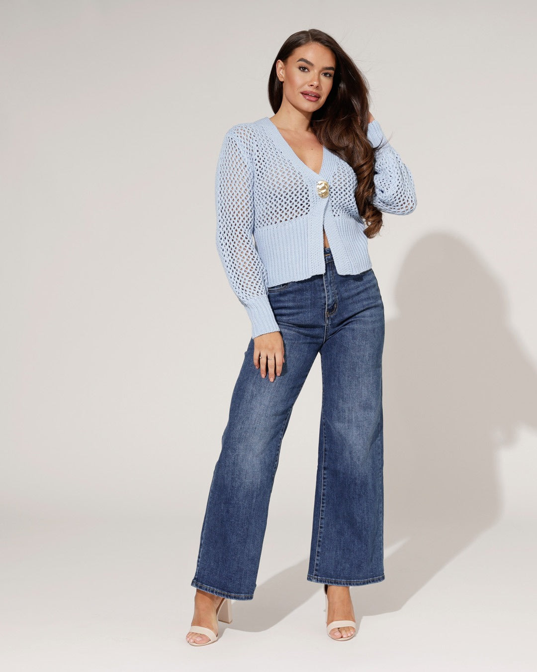 Gehaakt vest Joline Blauw