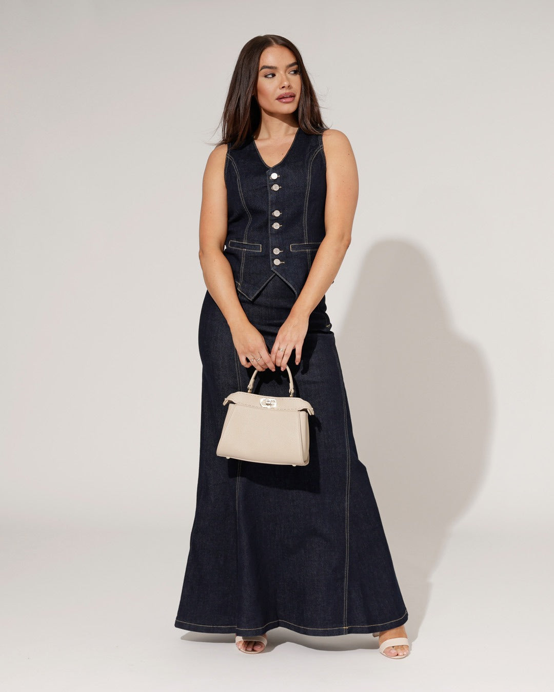 Lederen tas Shiva Beige