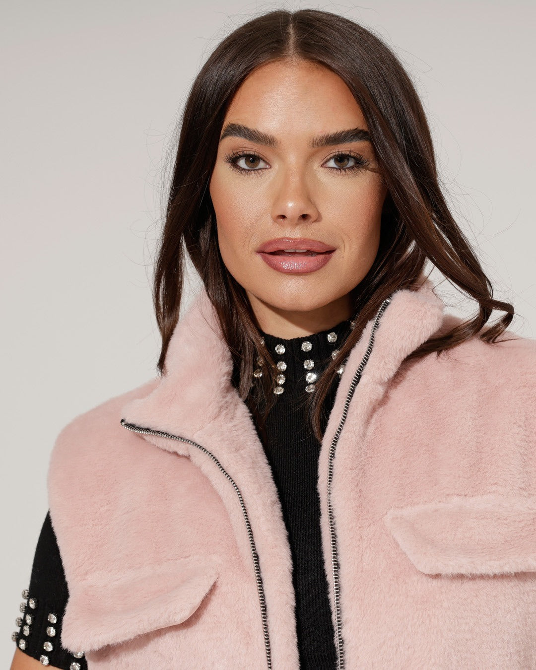 Fake fur gilet Gigi Roze