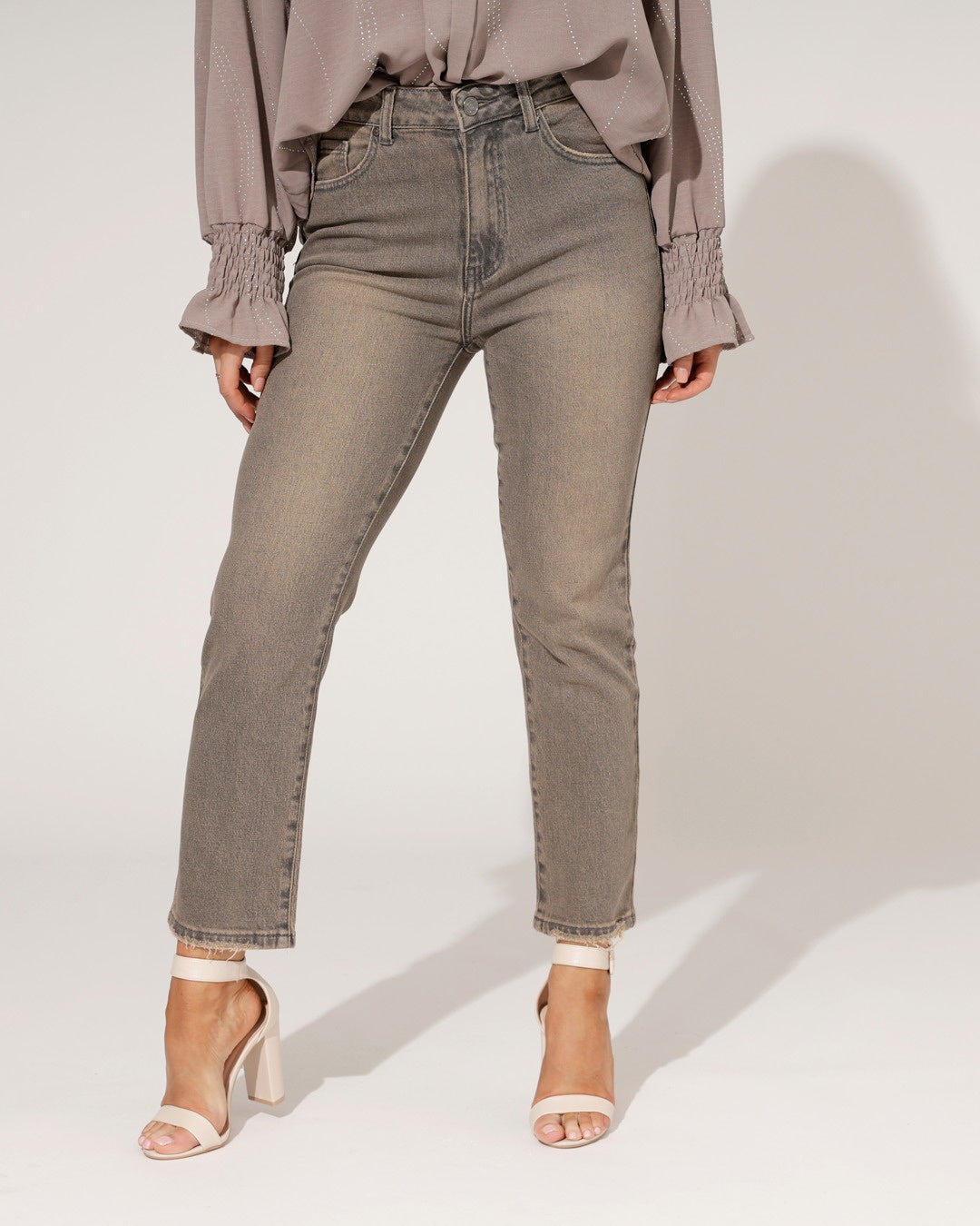 Queen Hearts | Mom jeans Rosie-16 Donkergrijs