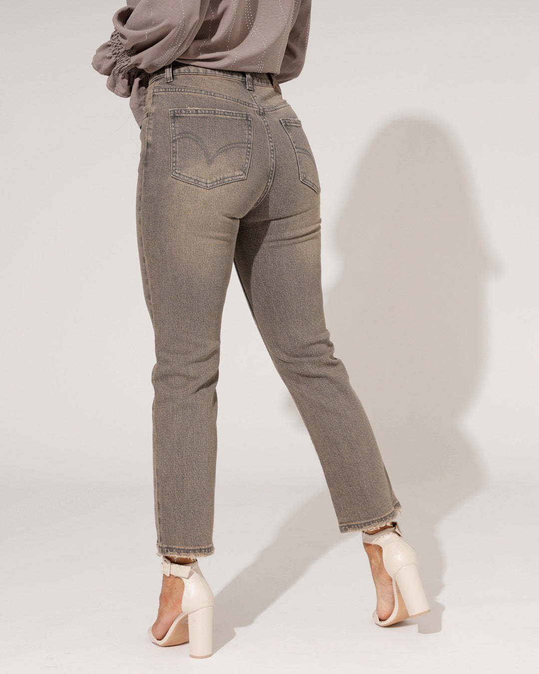 Queen Hearts | Mom jeans Rosie-16 Donkergrijs