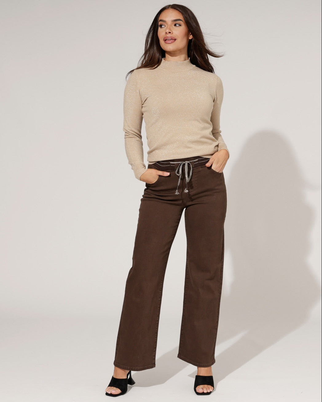 ZAC & ZOE | Jog-jeans Wide Leg Mimi-C Donkerbruin