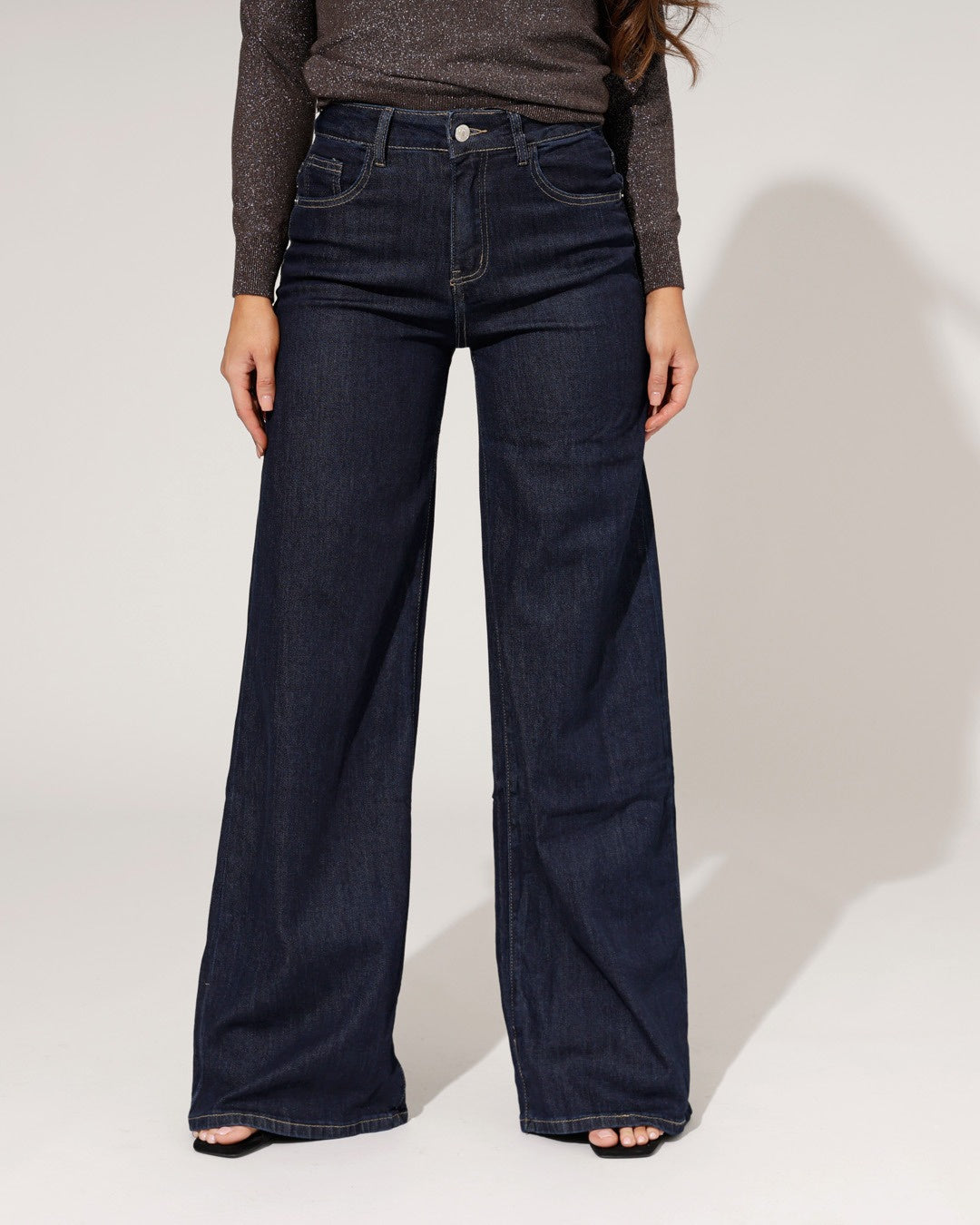 Hello Miss | Wide leg jeans Amber-3 Donkerblauw