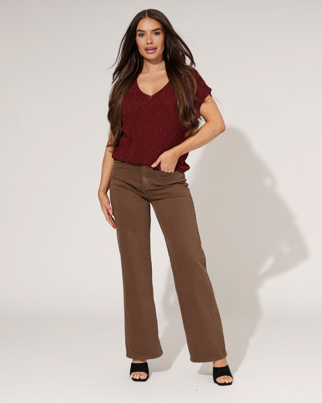 Goodies | Wide leg jeans Es-6 Donkerbruin