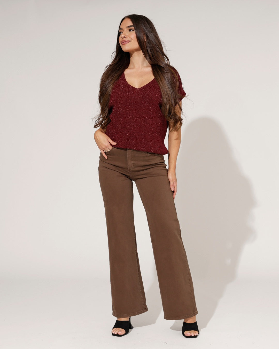 Goodies | Wide leg jeans Es-6 Donkerbruin