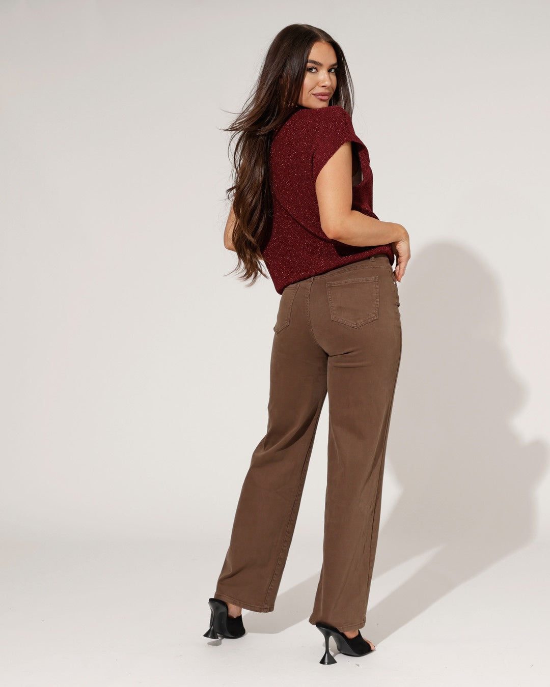 Goodies | Wide leg jeans Es-6 Donkerbruin