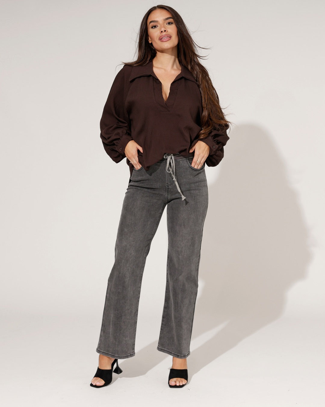 ZAC & ZOE | Jog-jeans Wide leg Mimi-GR Donkergrijs