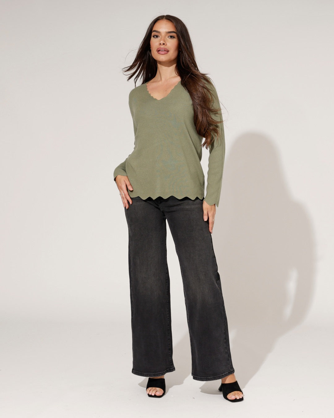Ana & Lucy | Wide leg jeans Noe-4 Donkergrijs