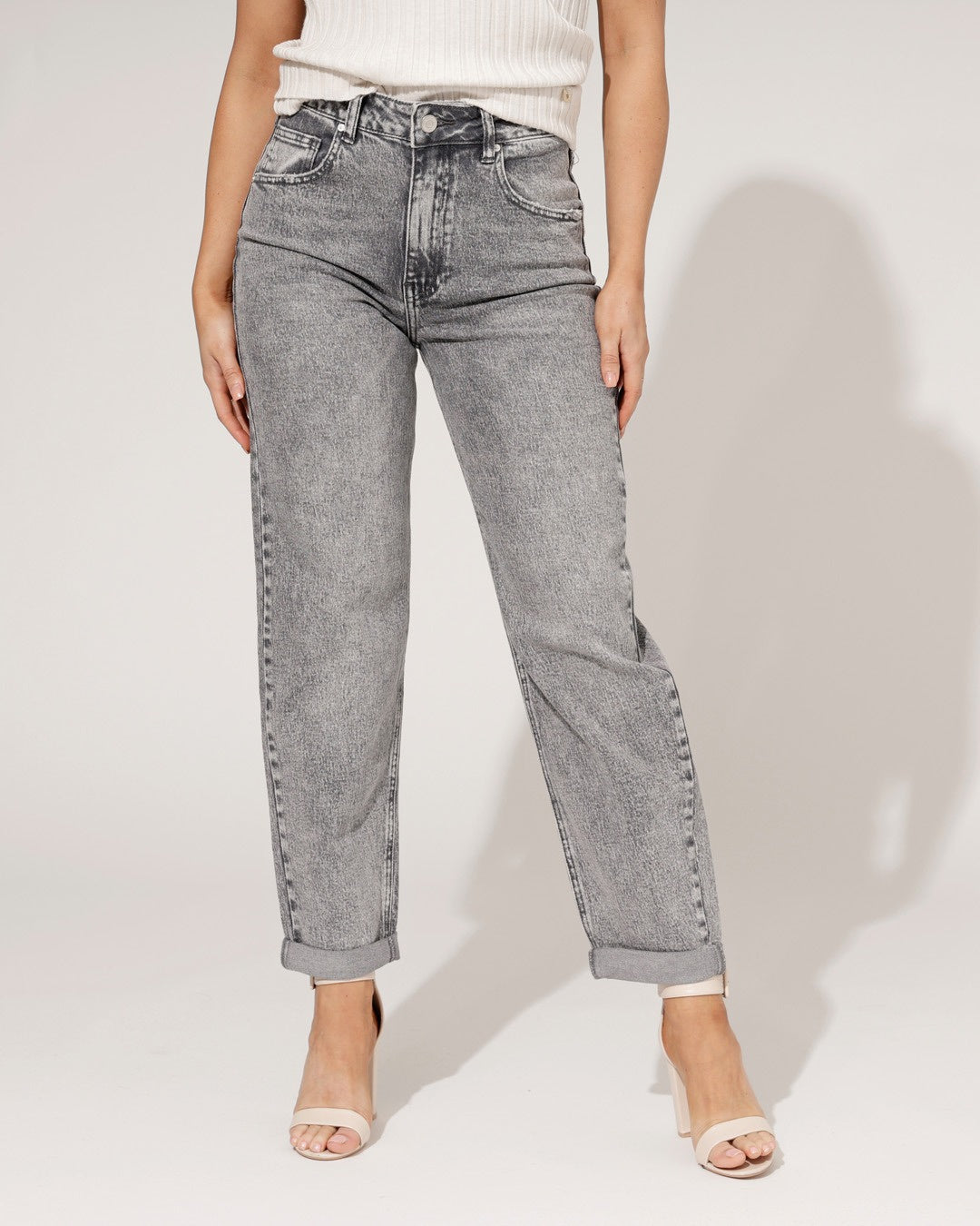 Queen Hearts | Mom jeans Nancey-2 Grijs