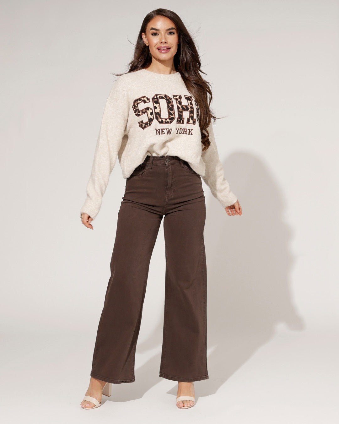 Ana & Lucy | Wide leg jeans Noe-CM Donkerbruin