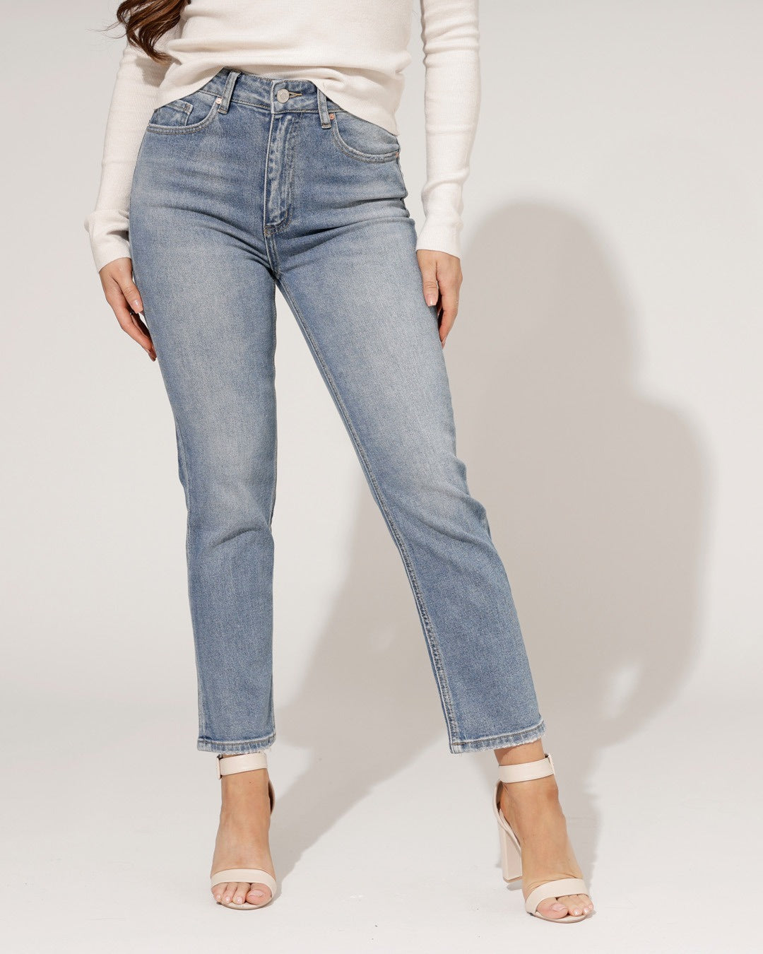 Queen Hearts | Mom jeans Teddie Blauw