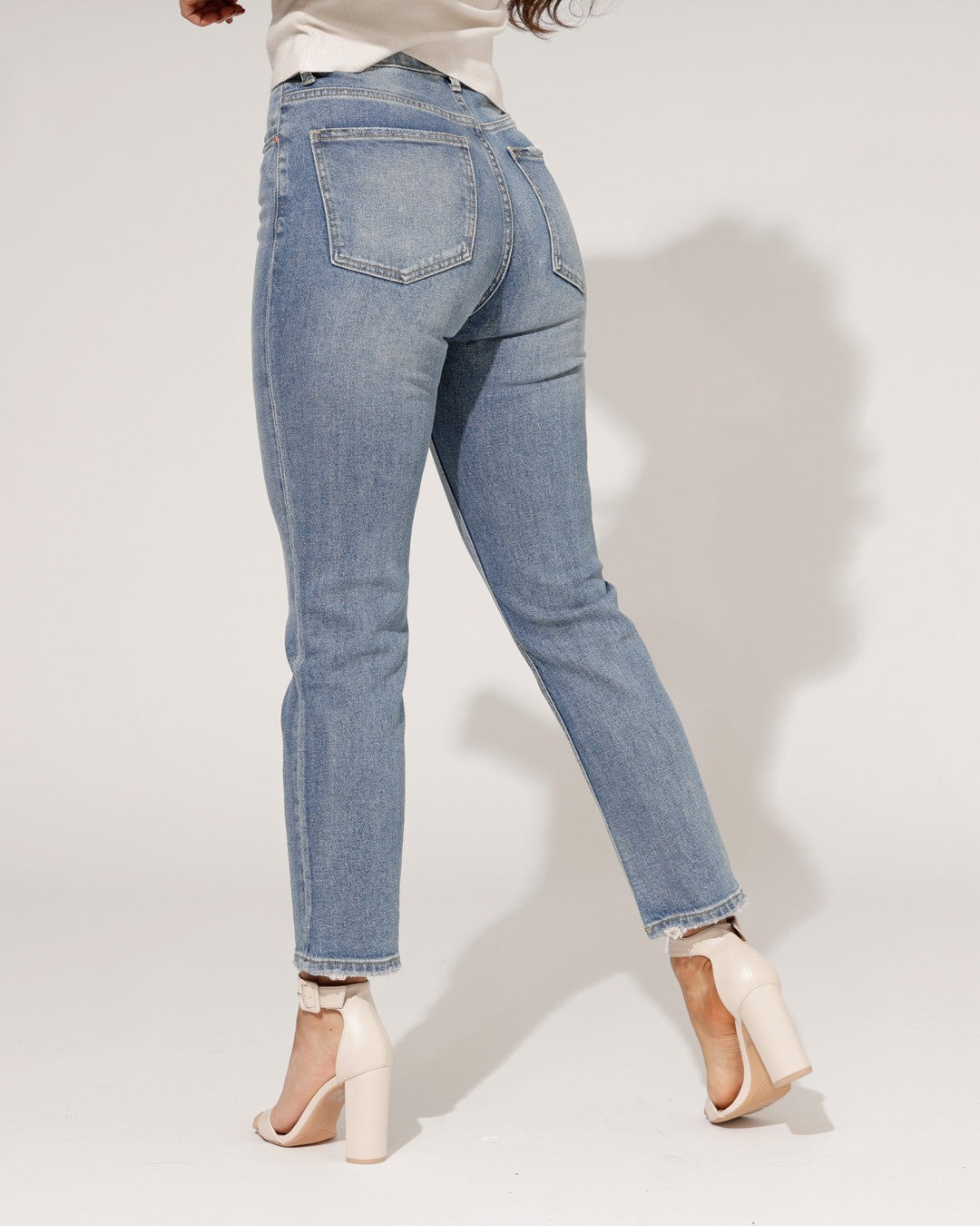 Queen Hearts | Mom jeans Teddie Blauw