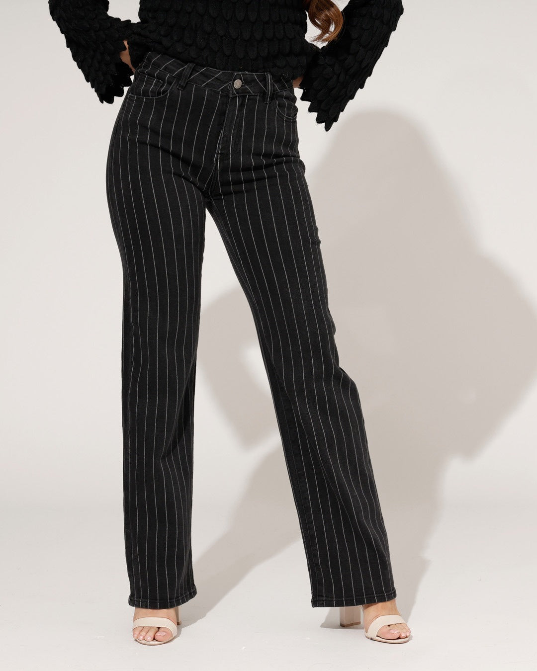 Hello Miss | Wide leg jeans Kiki-1 Zwart