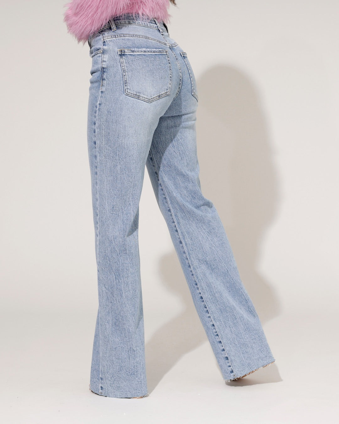 Queen Hearts | Wide leg, straight jeans Misty Blauw