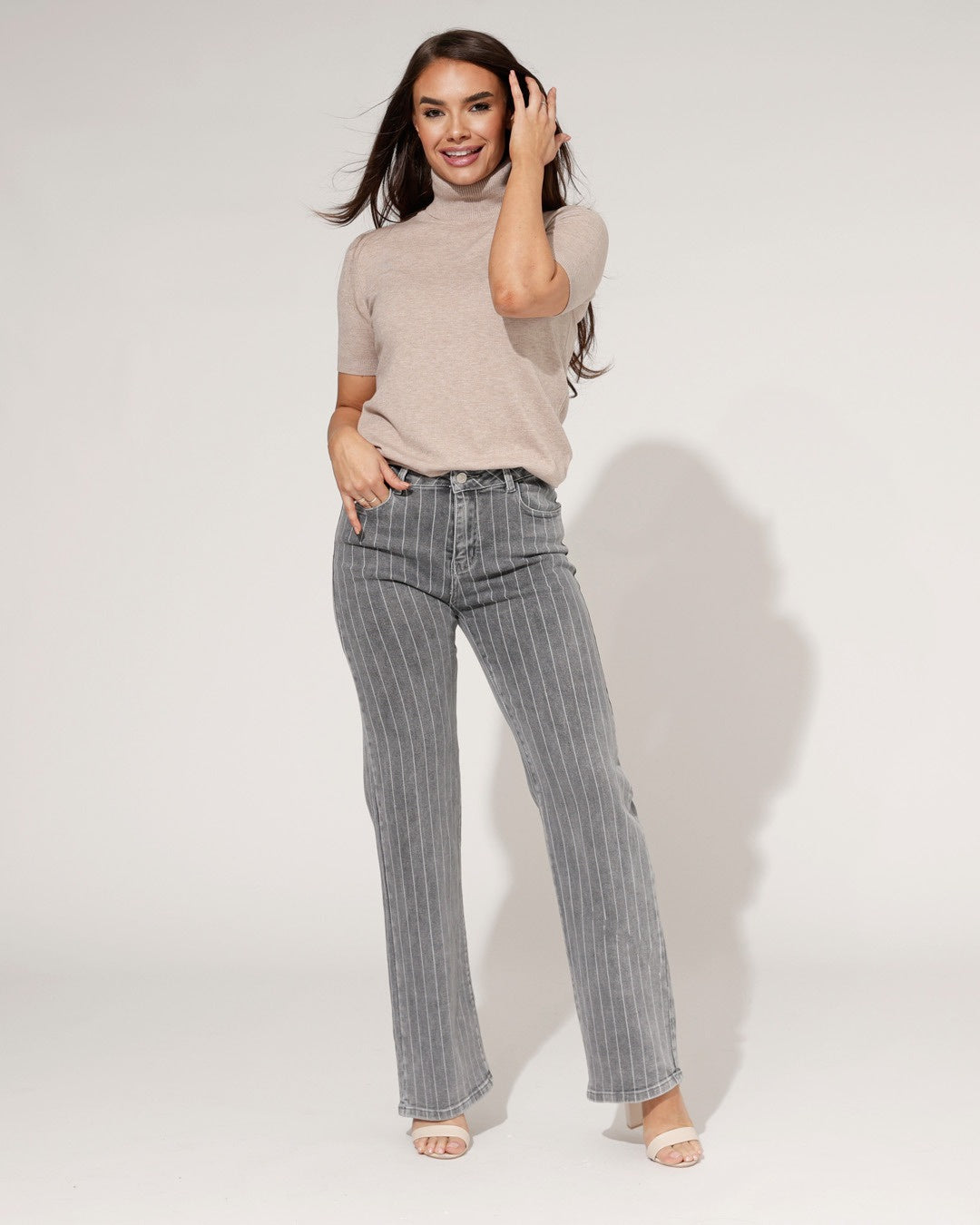 Hello Miss | Wide leg jeans Kiki-3 Grijs