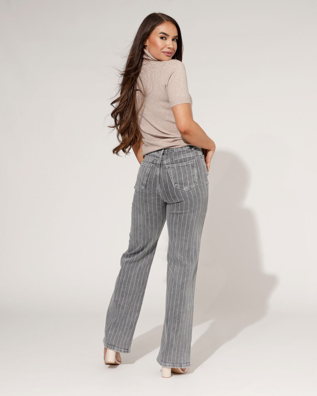 Hello Miss | Wide leg jeans Kiki-3 Grijs