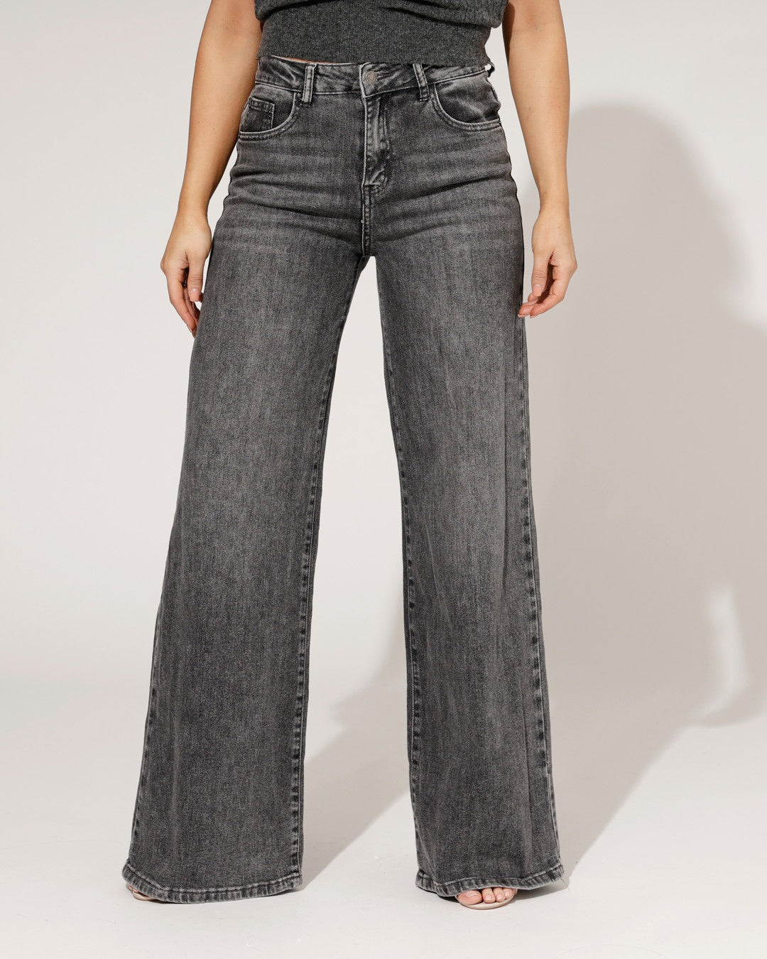 Hello Miss | Wide leg jeans Amber-5 Donkergrijs