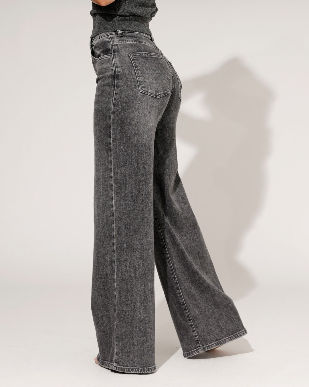 Hello Miss | Wide leg jeans Amber-5 Donkergrijs