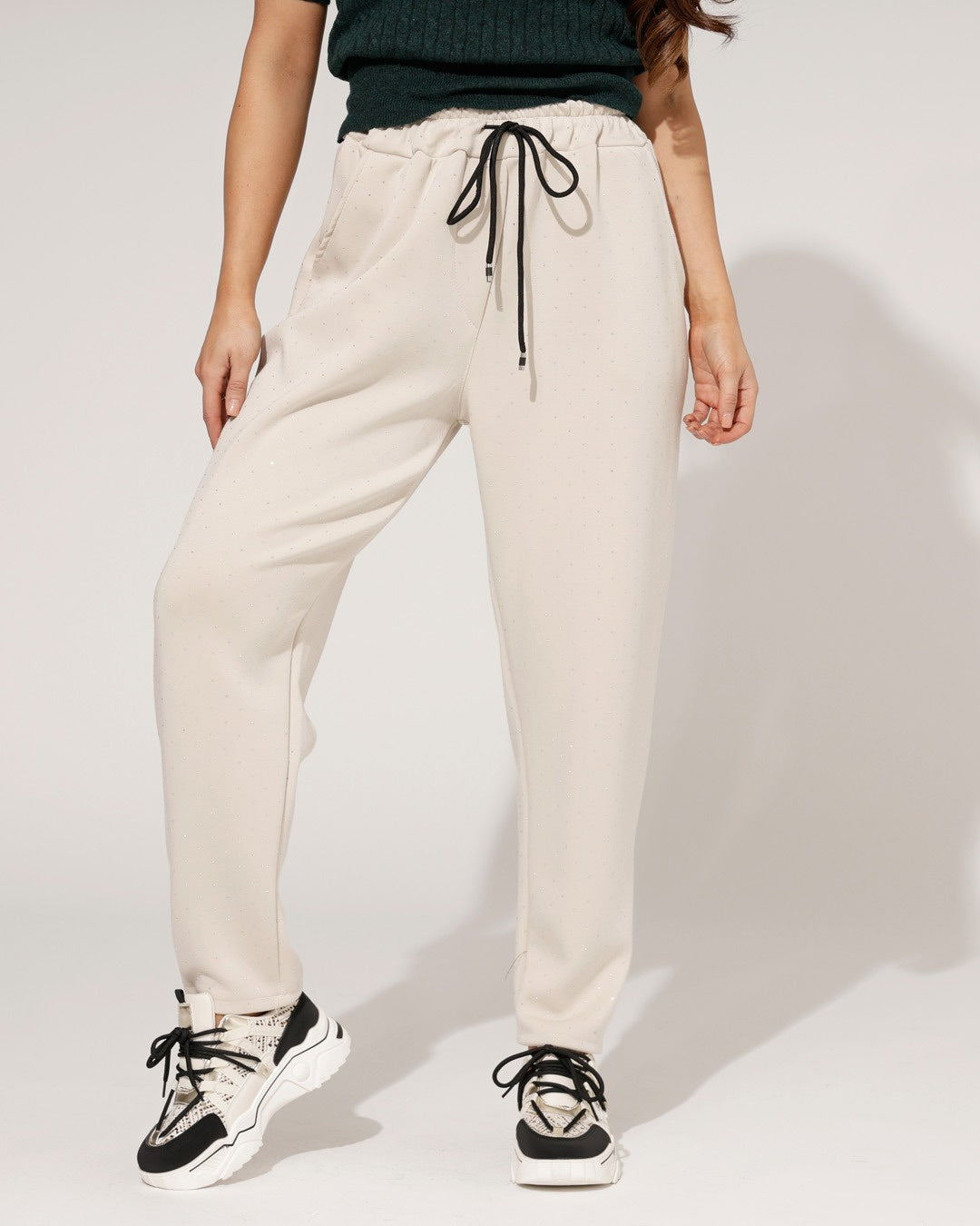 Broek met glitters Monica Beige