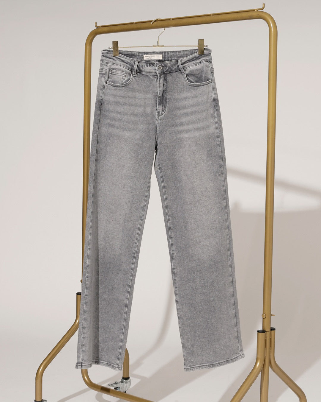 Hello Miss | Wide leg jeans Janneke-9 Grijs