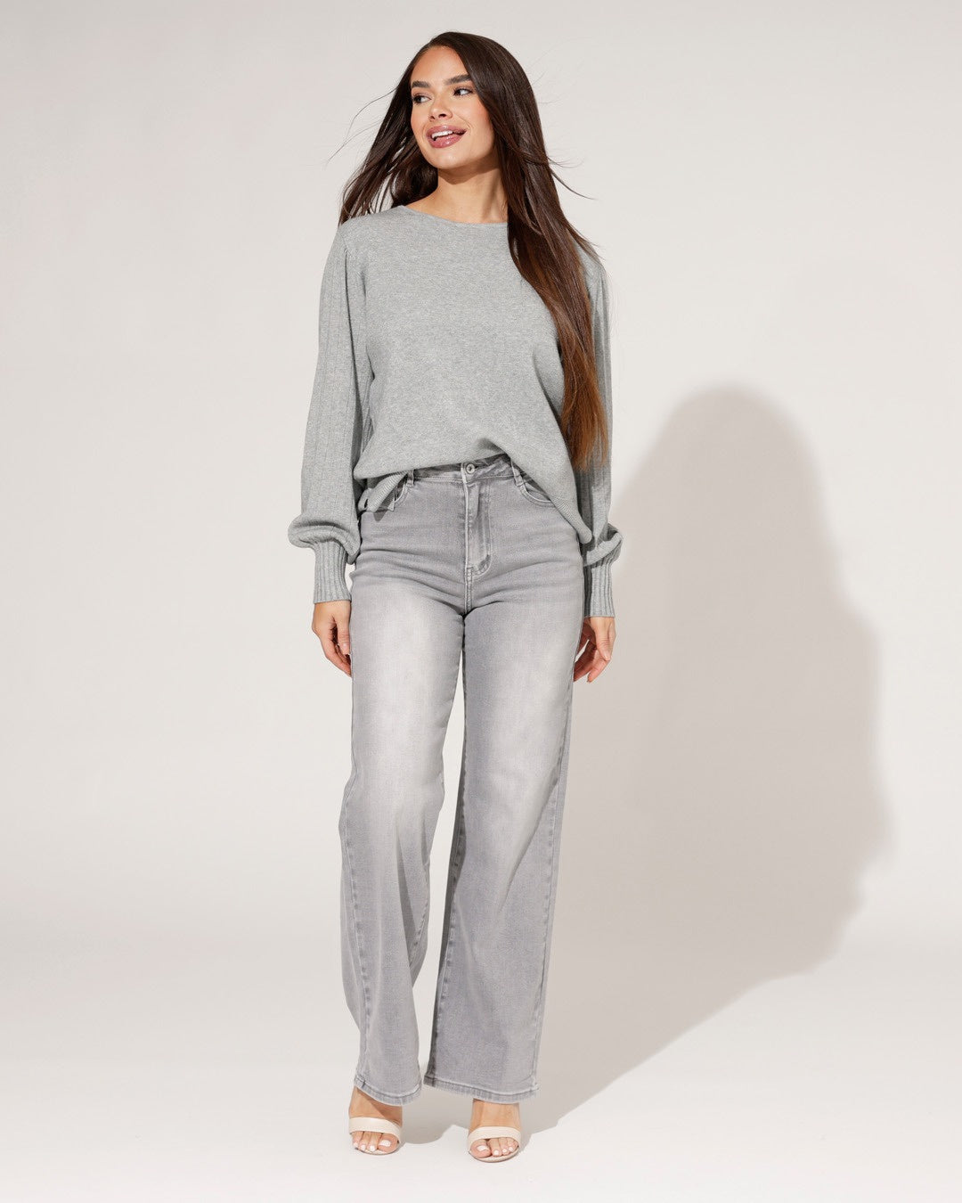 Hello Miss | Wide leg jeans Tess-21 Grijs