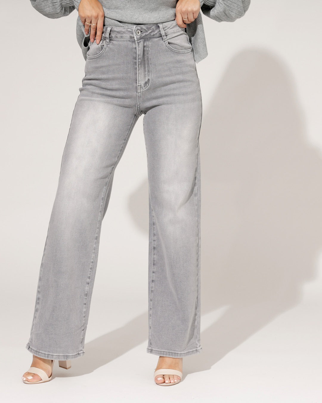 Hello Miss | Wide leg jeans Tess-21 Grijs
