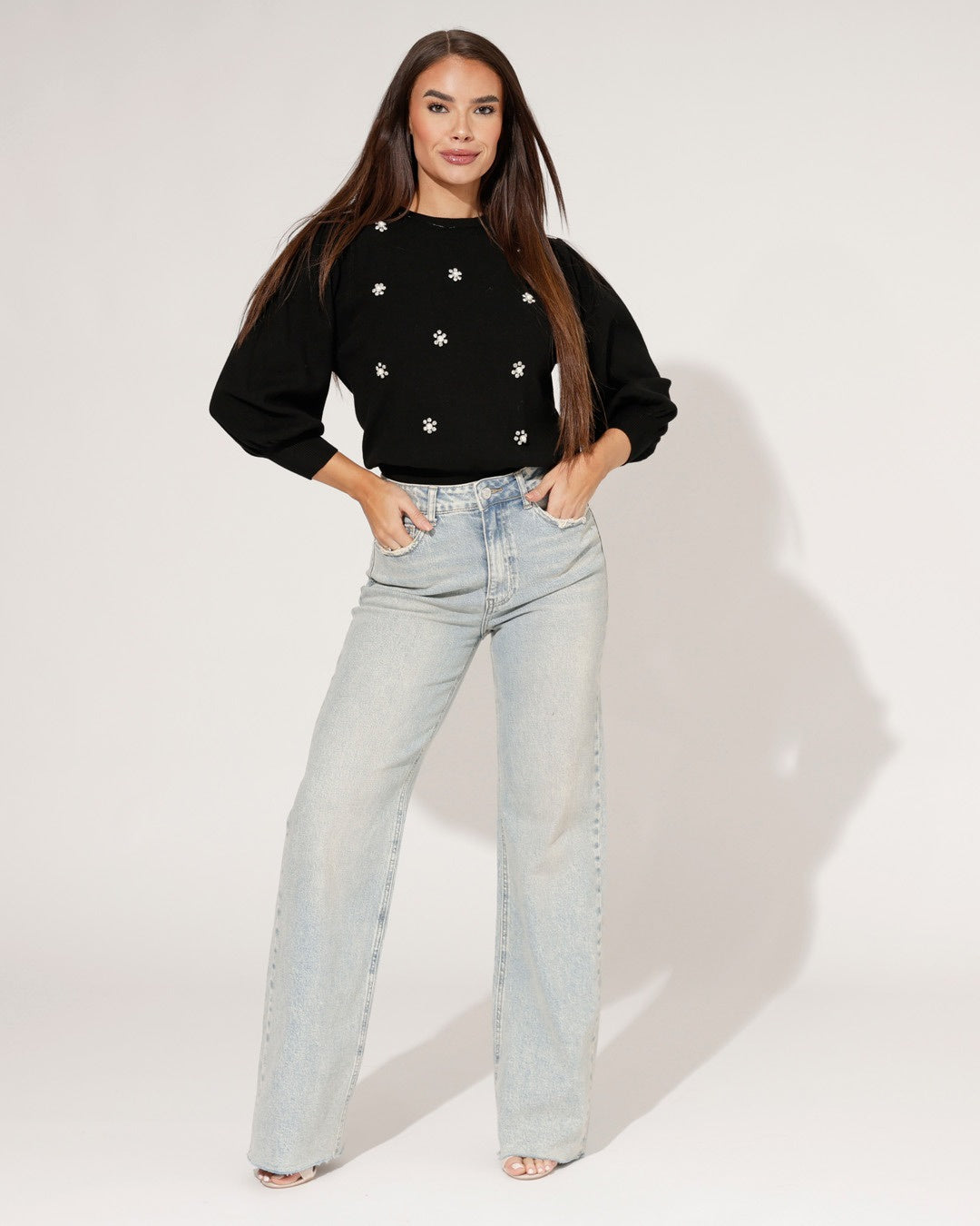 Queen Hearts | Wide leg jeans Nina-18 Blauw