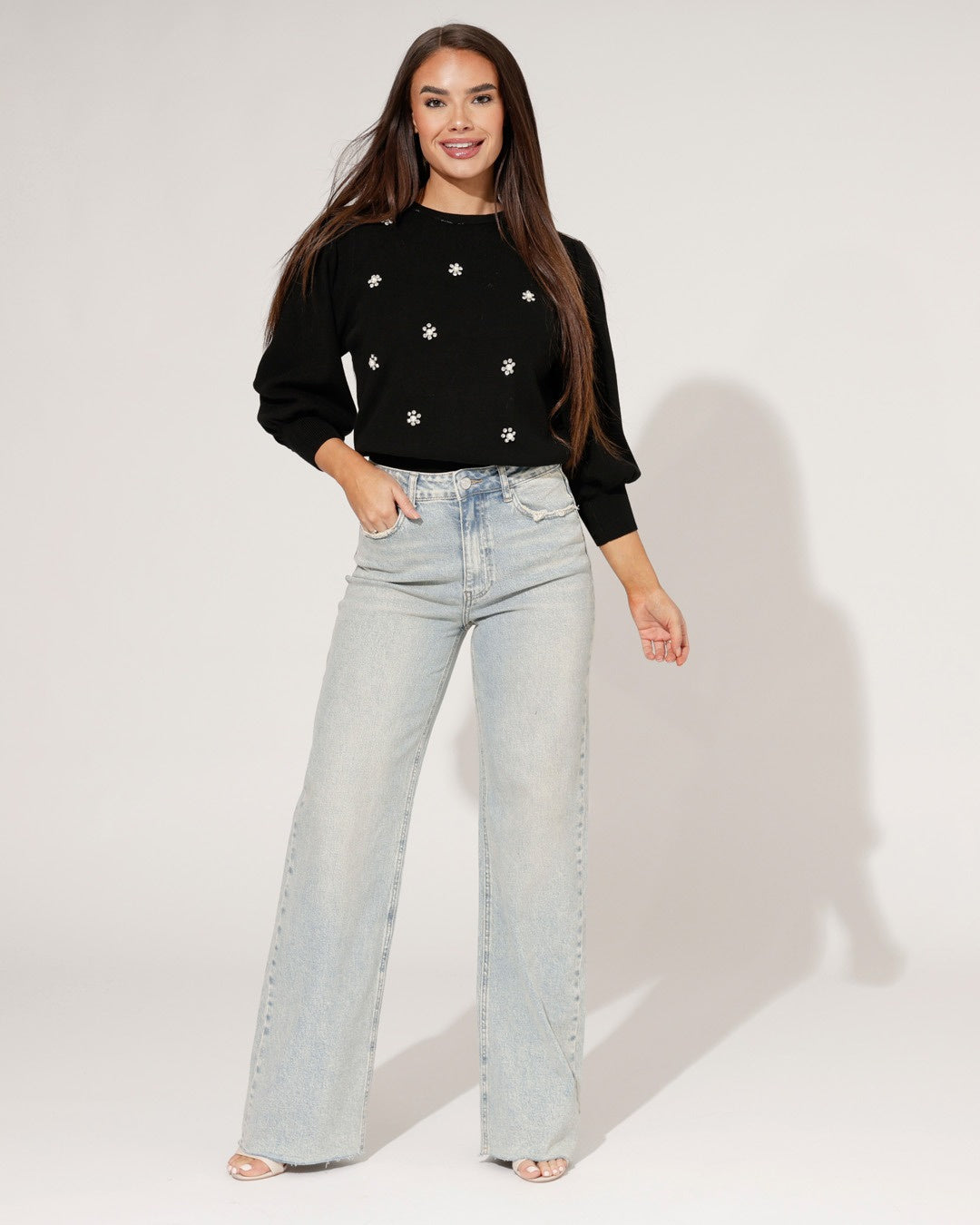 Queen Hearts | Wide leg jeans Nina-18 Blauw