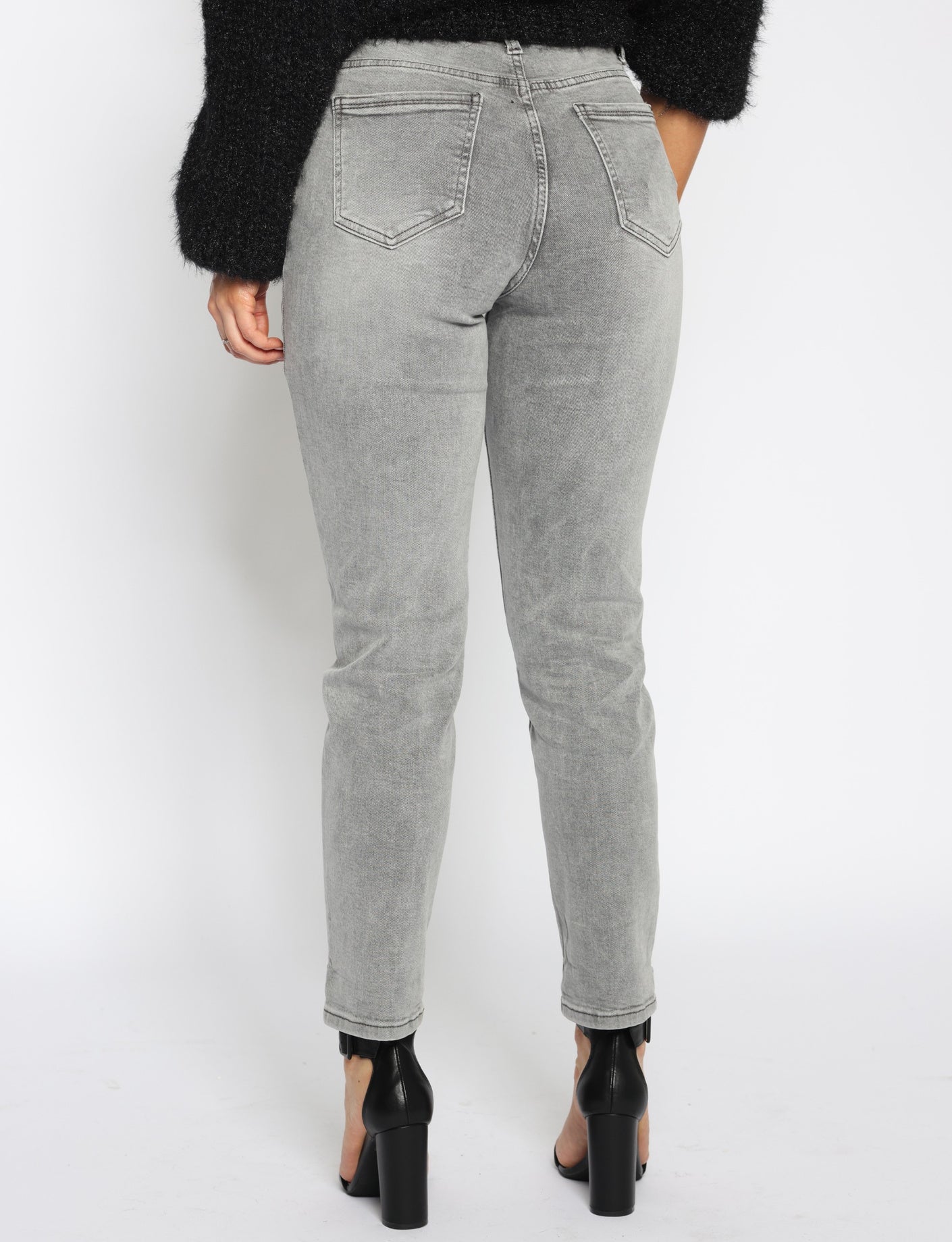 Hello Miss | Mom jeans Vajen-6 Grijs