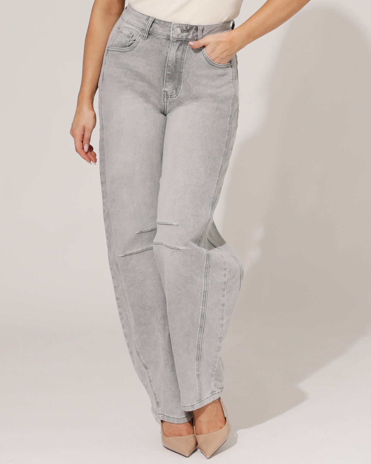 VS Miss Barrel jeans Lotte in grijs, extra aanzicht 2