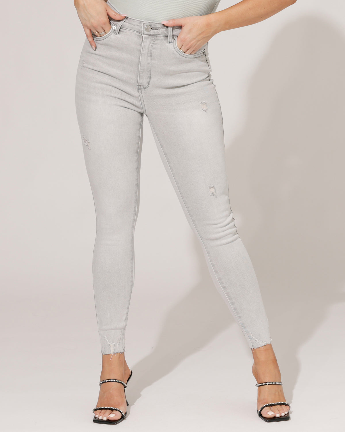 VS Miss Skinny jeans, Super high waist Fem in grijs