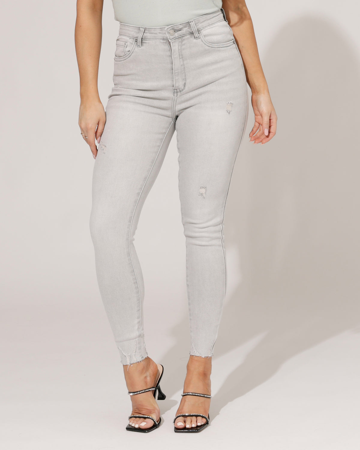 VS Miss Skinny jeans, Super high waist Fem in grijs, extra aanzicht 2