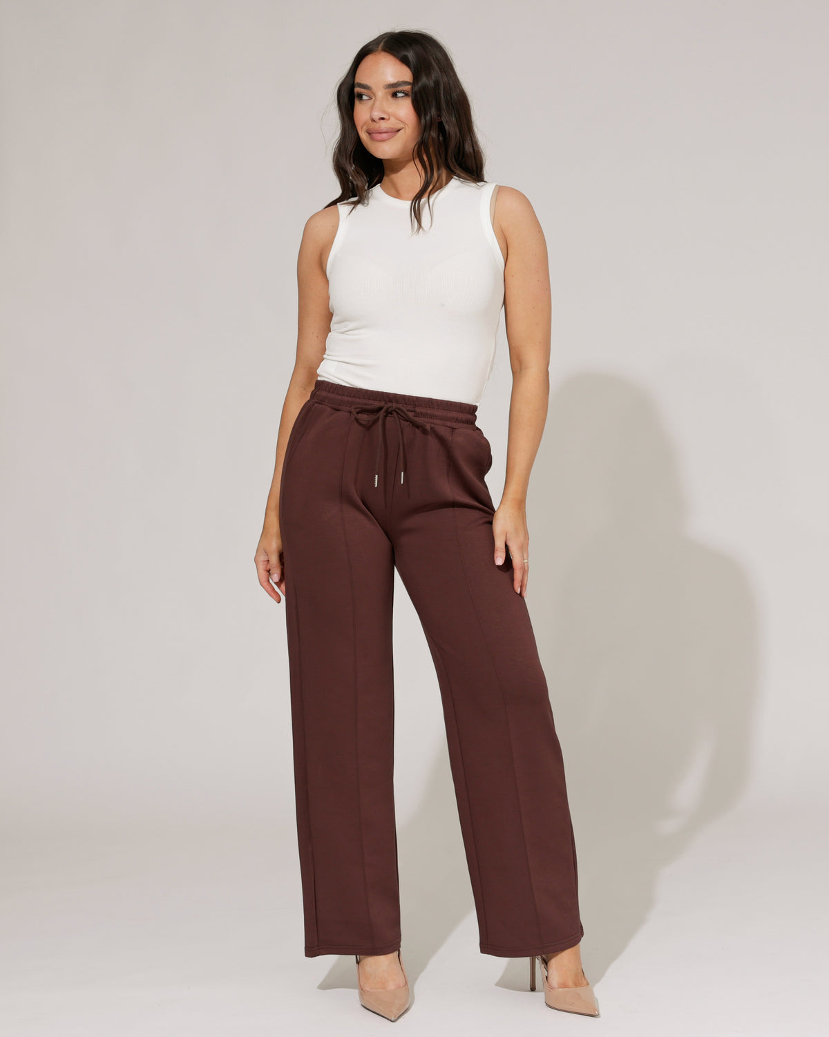 Wide leg broek Rozaly in donkerbruin