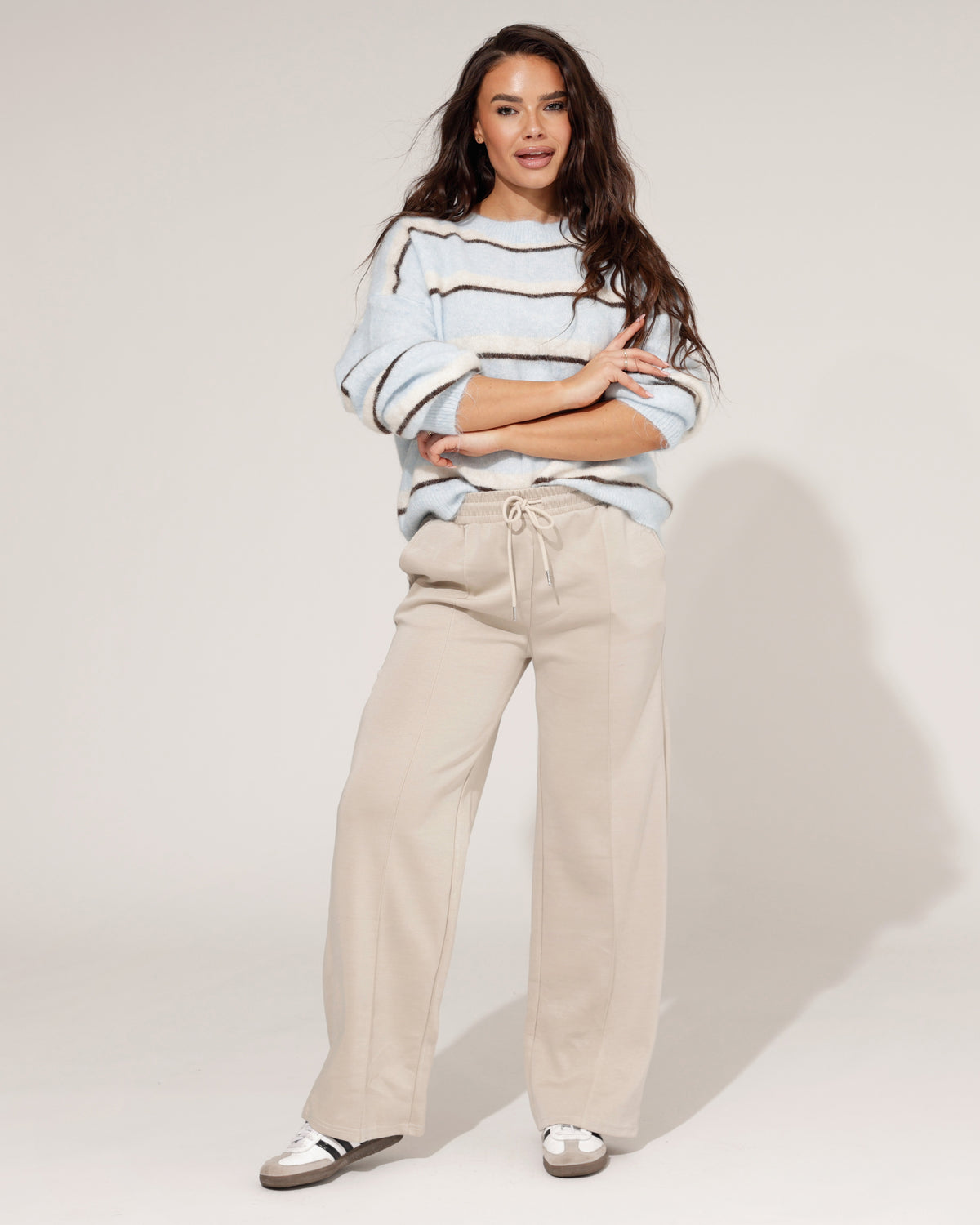 Wide leg broek Rozaly in zand