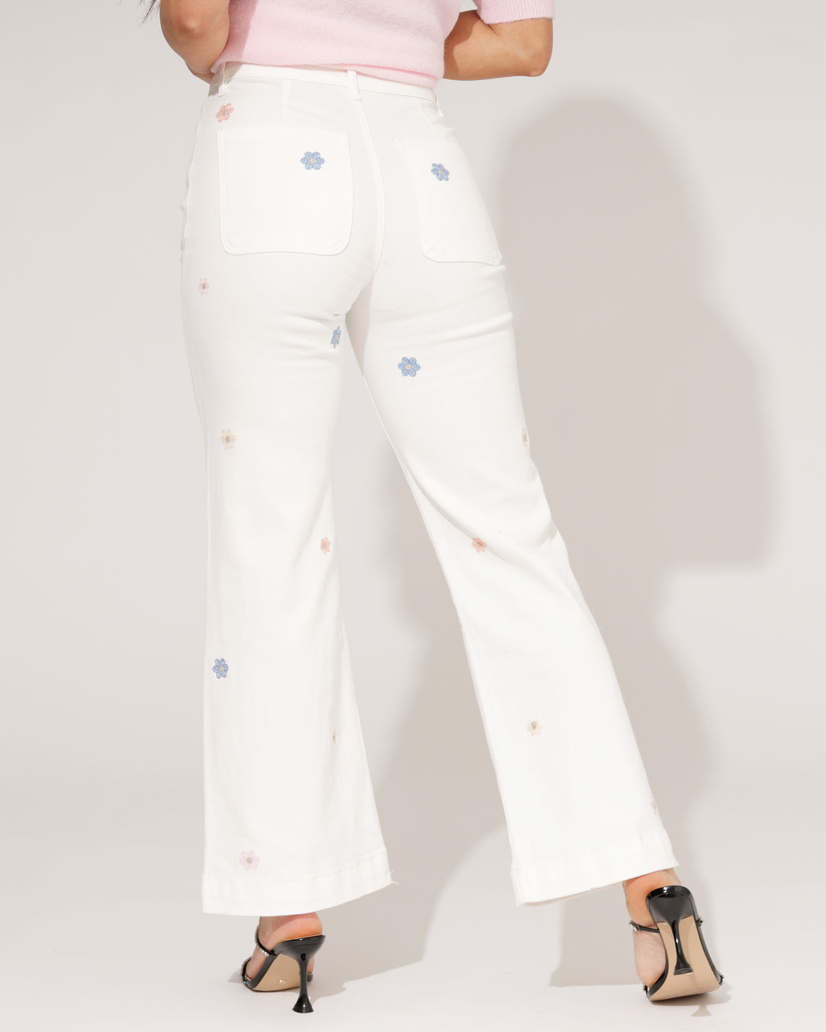ZAC & ZOE Wide leg jeans Flowery in wit, extra aanzicht 2