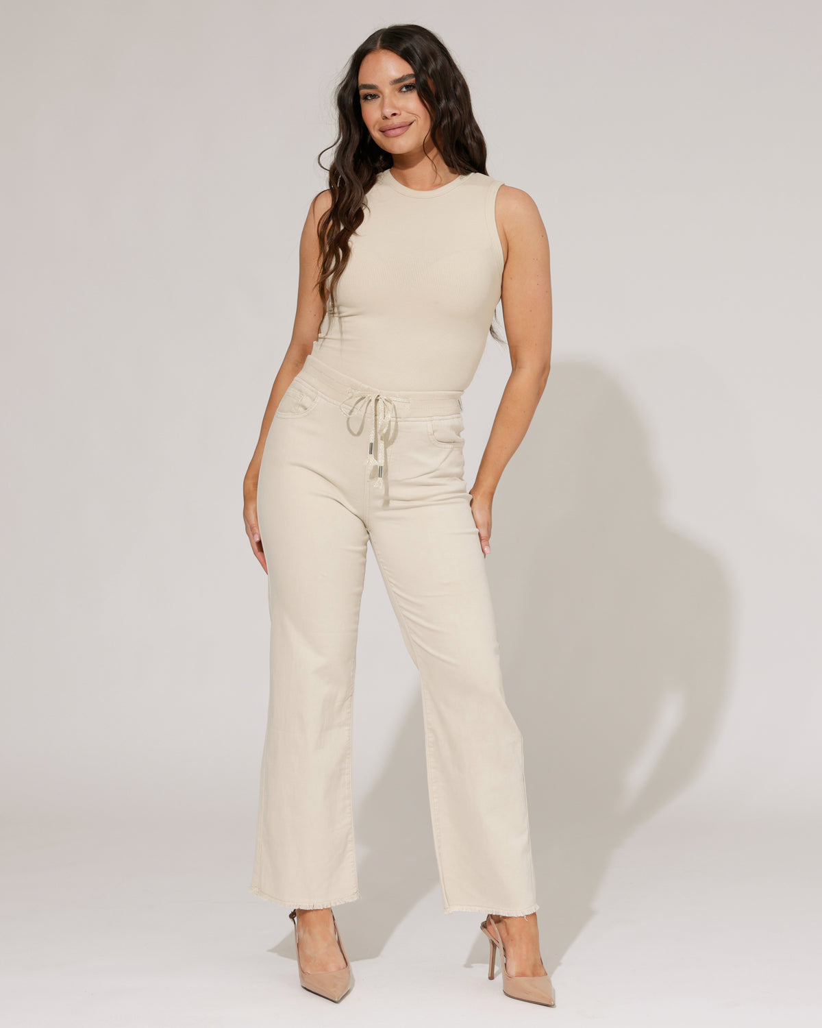 ZAC & ZOE Wide leg jog jeans Sadie-B in beige